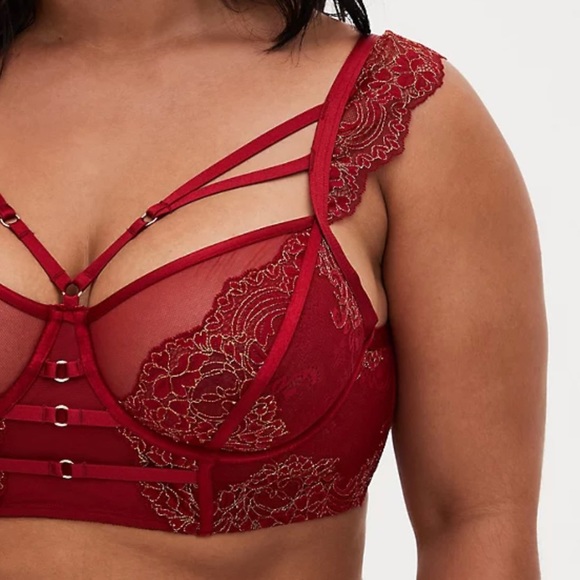 Torrid Women’s Plus Size Red Mesh Lace Bralette & Garter Set Size 1X - Picture 5 of 16